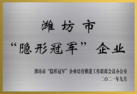 永利集团电子获批潍坊市“隐形冠军”企业声誉